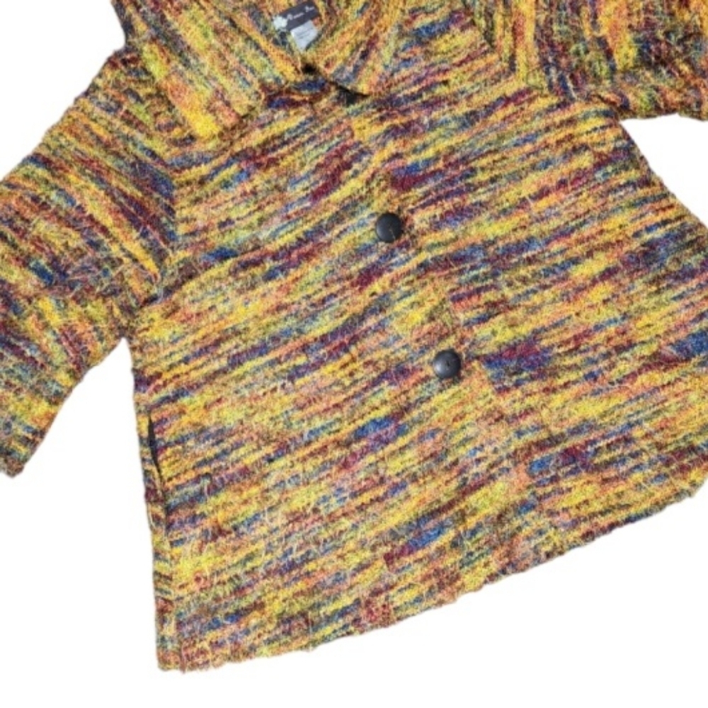 Short Sleeve Swing Tweed Jacket Multicolor Medium Funky Hippie Casual Business